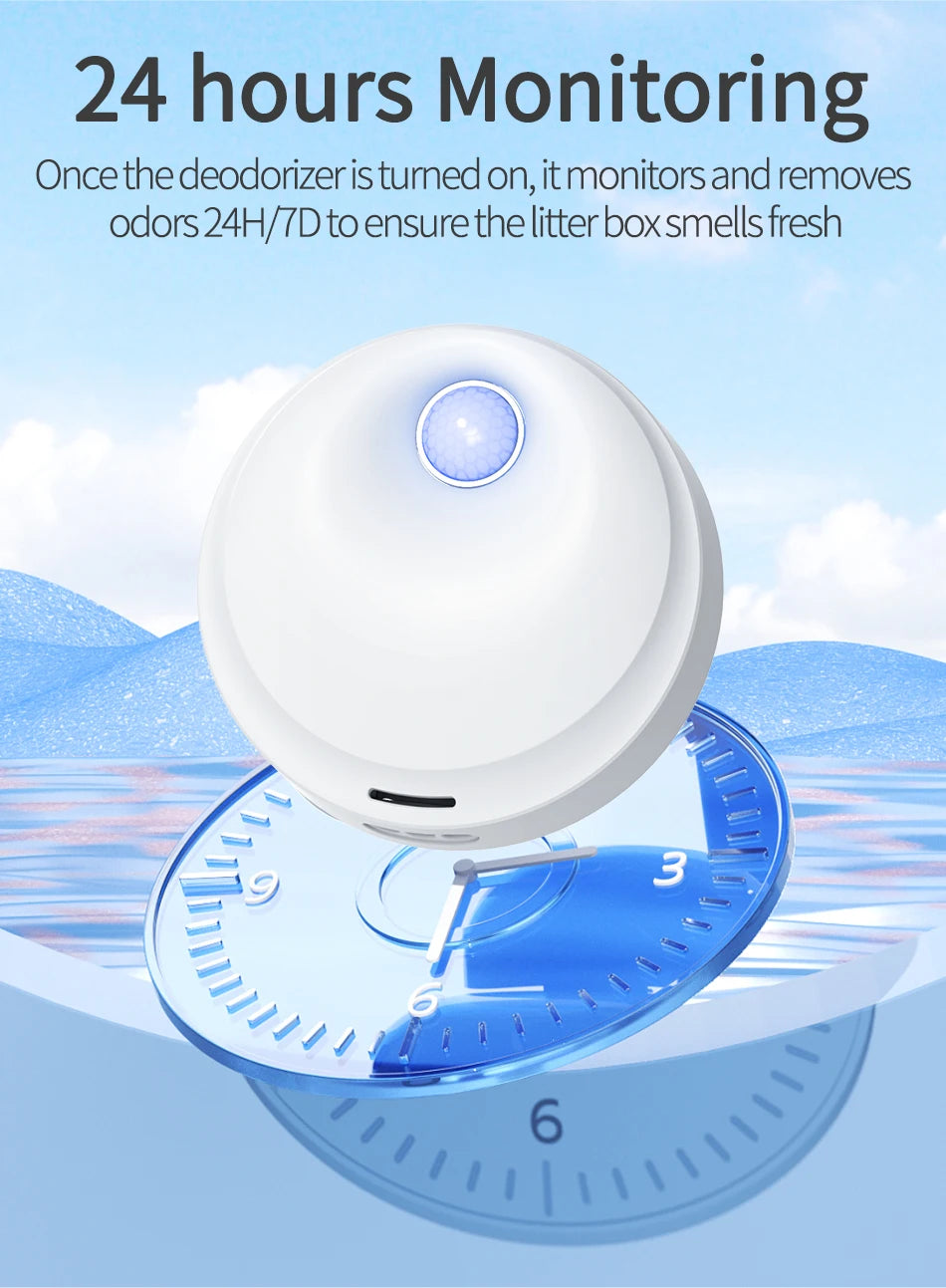 4000mAh Smart Cat Litter Box Odor Purifier with Automatic Deodorizing