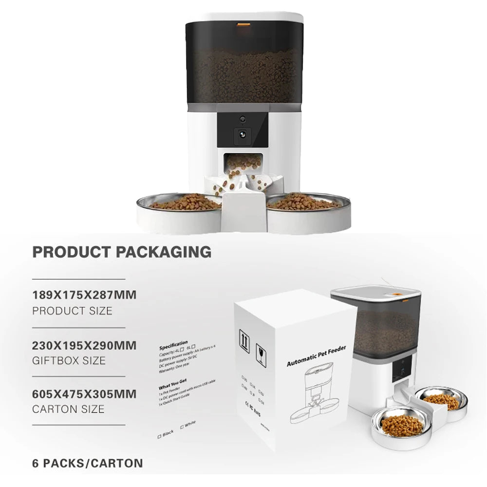 4L Smart Automatic Pet Feeder with Camera - Timed Food Dispenser for Cats & Small Dogs