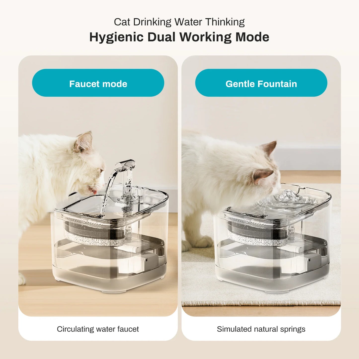 2.2L Silent Pet Water Fountain with Visible Filtration - Automatic Dispenser for Cats & Dogs