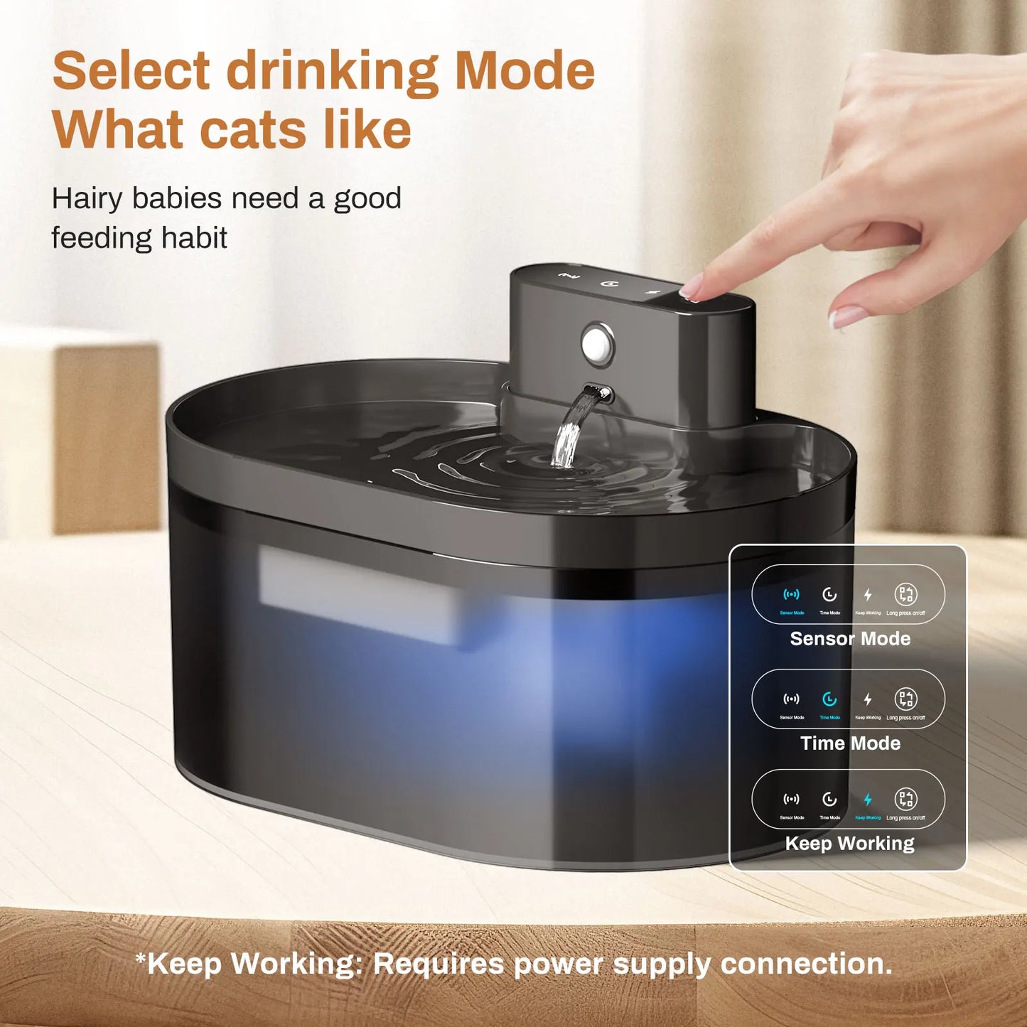 Silent Automatic Pet Water Fountain with Induction Charging - 2.2L Capacity