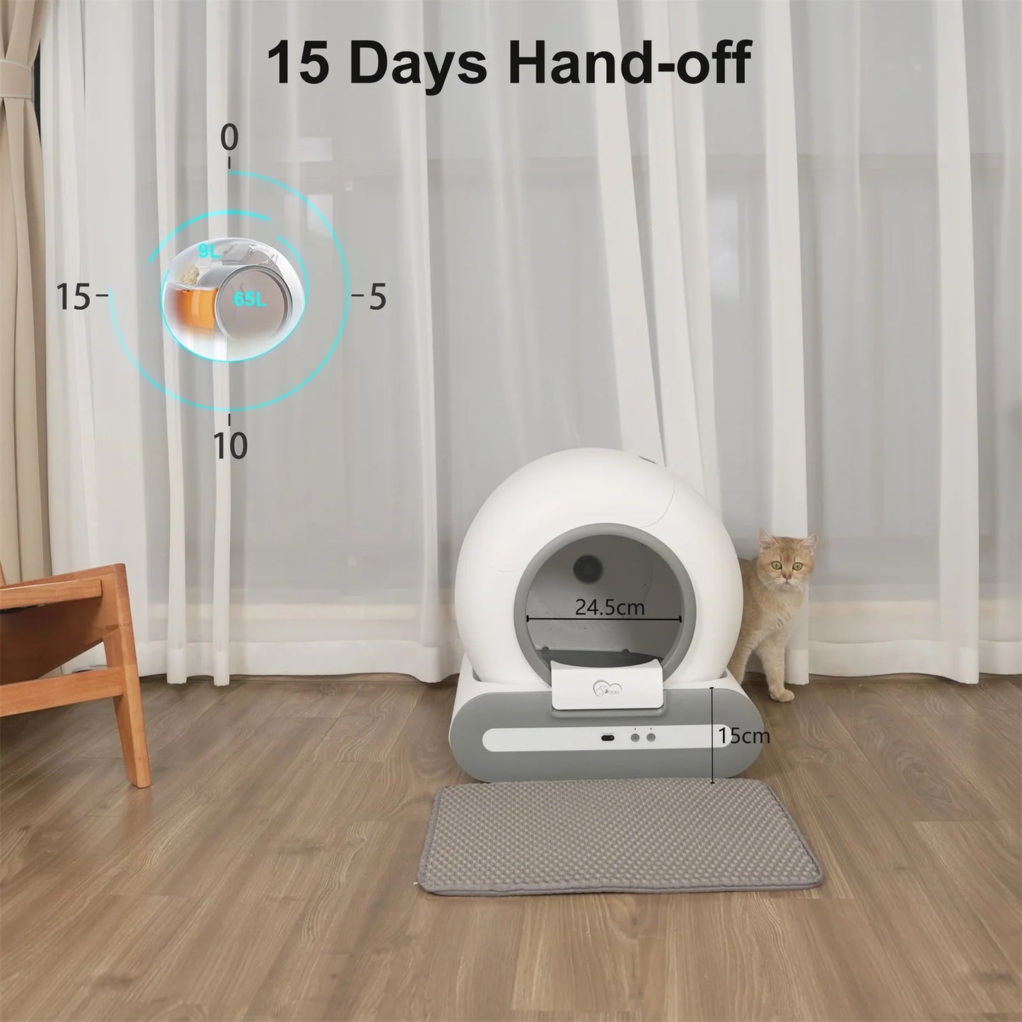 Automatic Cat Litter Box with mat - Self-Cleaning with App Control