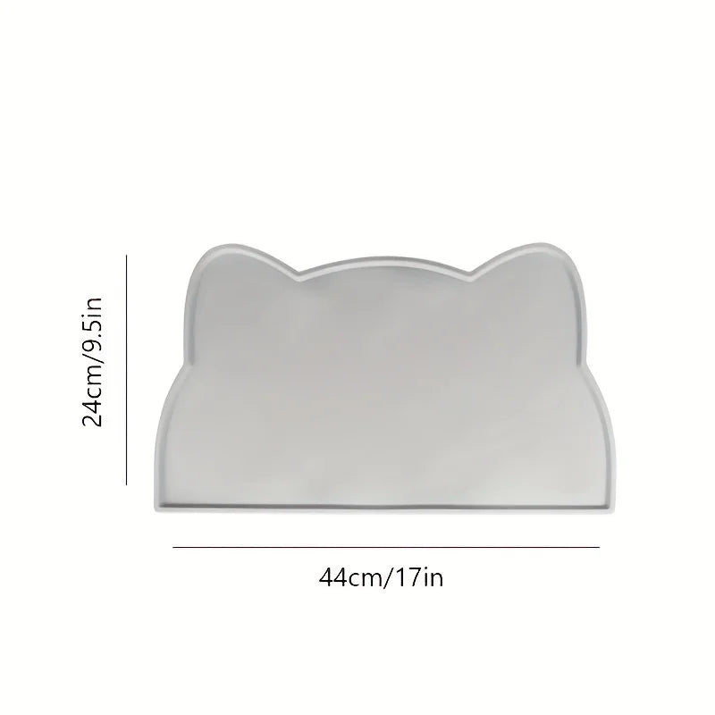 Silicone Pet Feeding Mat - Waterproof Food Bowl Placemat with Raised Edges