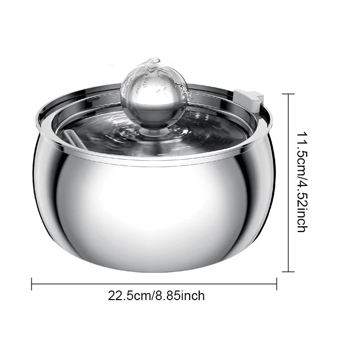 4L Stainless Steel Pet Water Fountain with Window - Silent Automatic Water Dispenser for Cats & Dogs