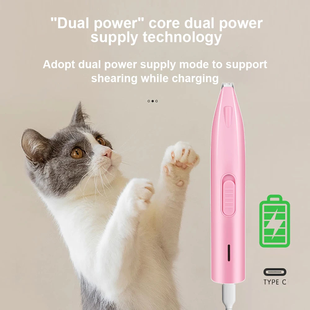 Wireless Electric Pet Nail Grinder with LED Light - USB Rechargeable Silent Trimmer