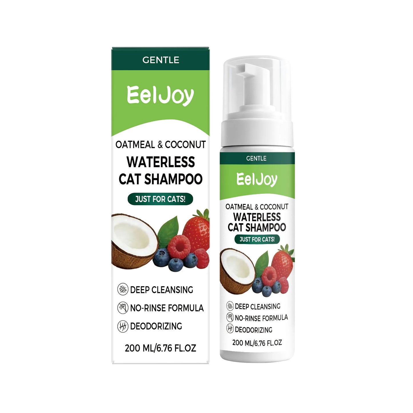 Coconut No-Rinse Dry Shampoo for Cats & Dogs — Sensitive Skin Foam Cleanser with Odour Control