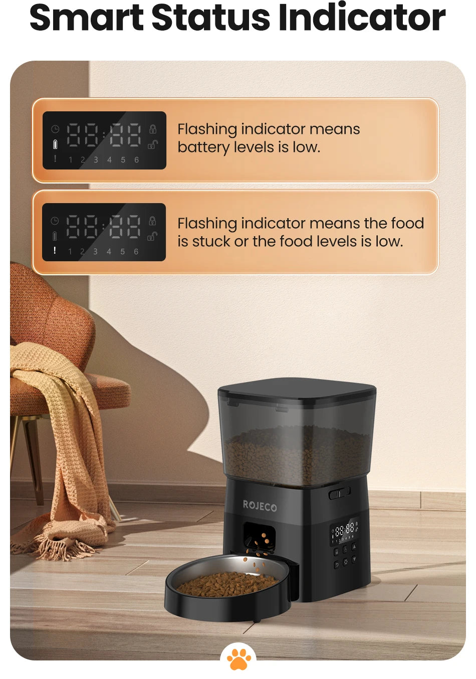Smart Automatic Cat Feeder with Button Control and Kibble Dispenser