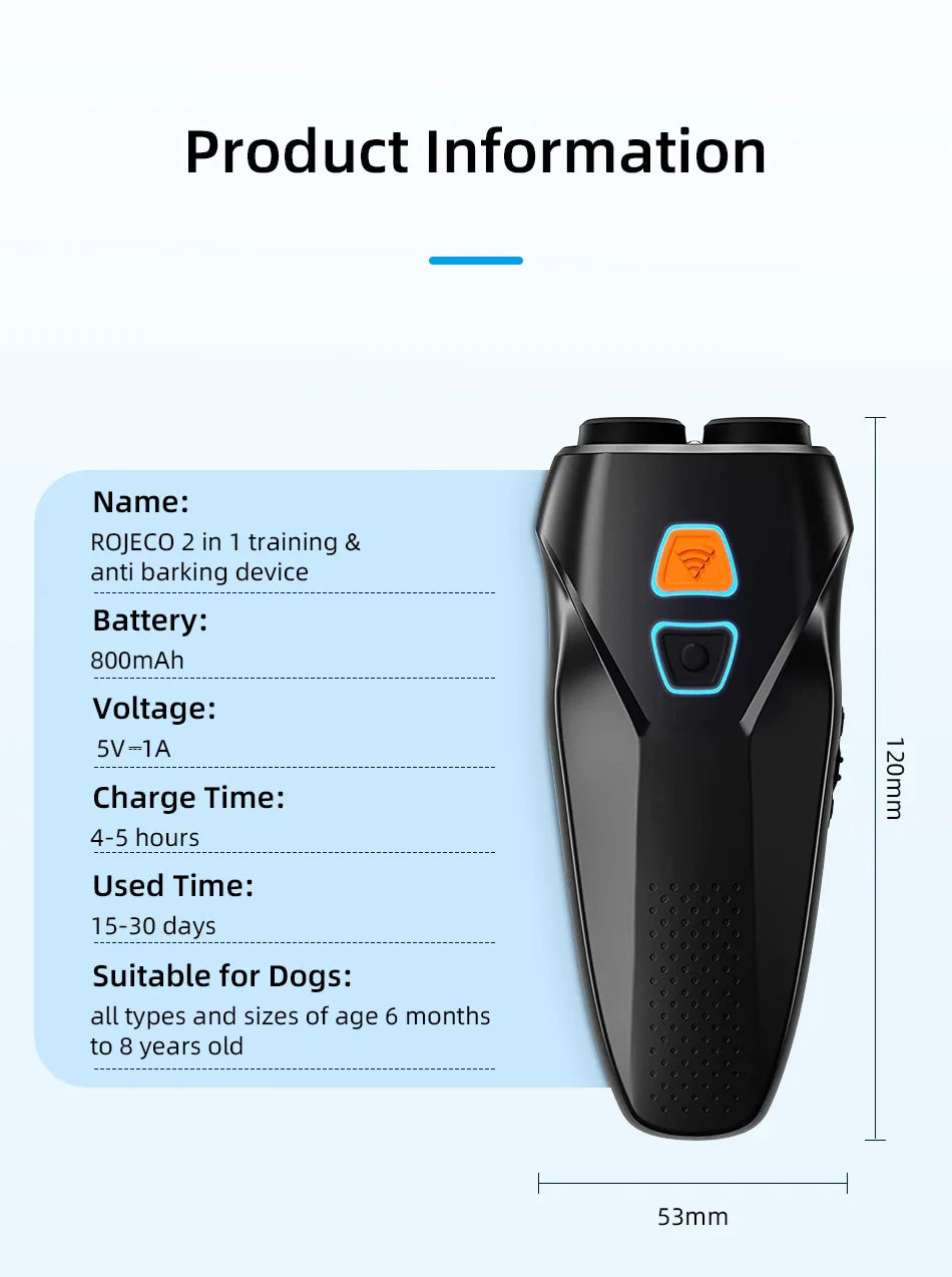 Ultrasonic Dog Training Device with Anti-Barking Technology and LED Flashlight