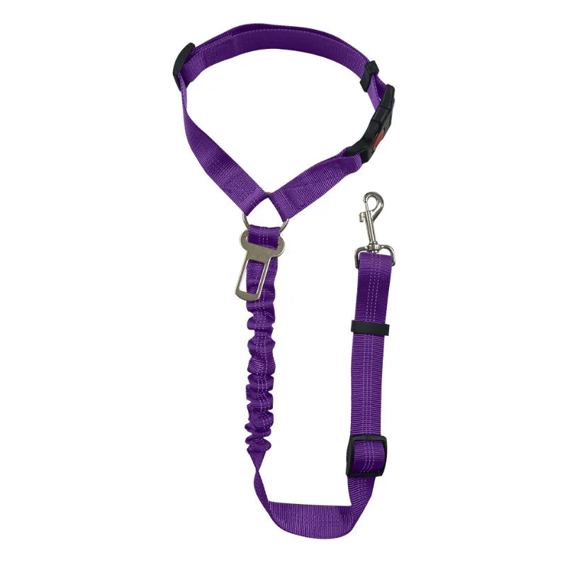 2-in-1 Dog Car Safety Seatbelt - Adjustable Reflective Headrest Restraint