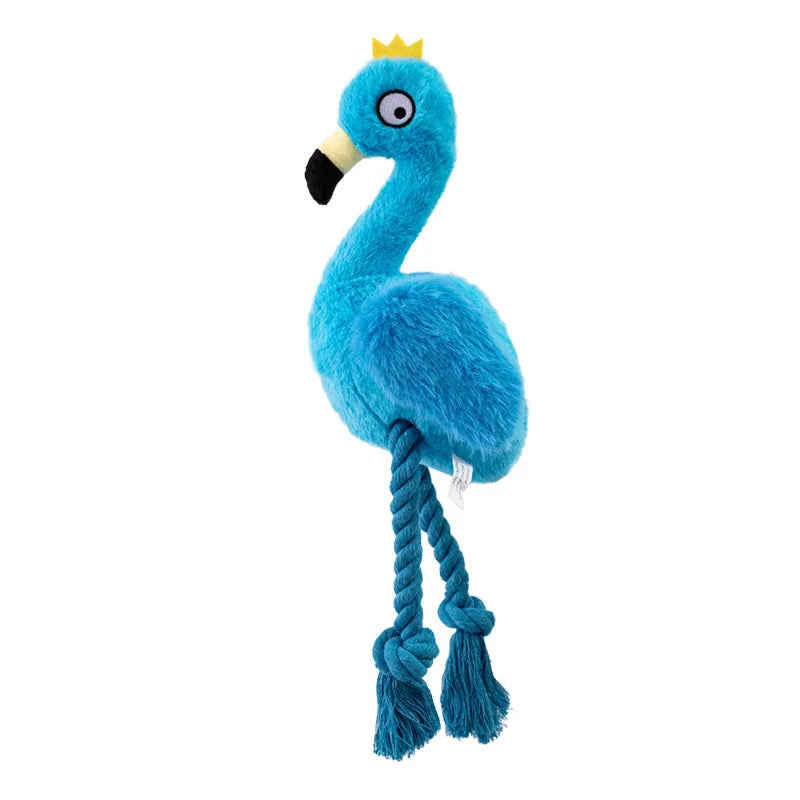 Jouet pour chien Flamingo en peluche avec corde - Jouet à mâcher en coton tressé