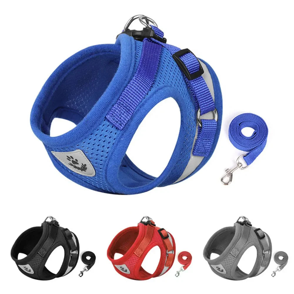 Cat Harness and Leash Set - Escape-Proof Reflective Mesh Vest