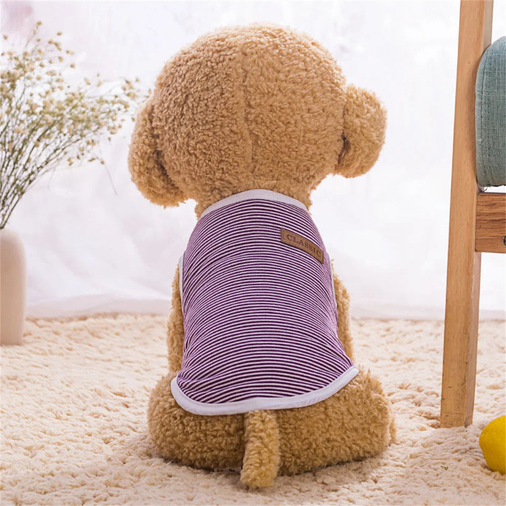 Classic Striped Cotton Vest for Cats & Small Dogs