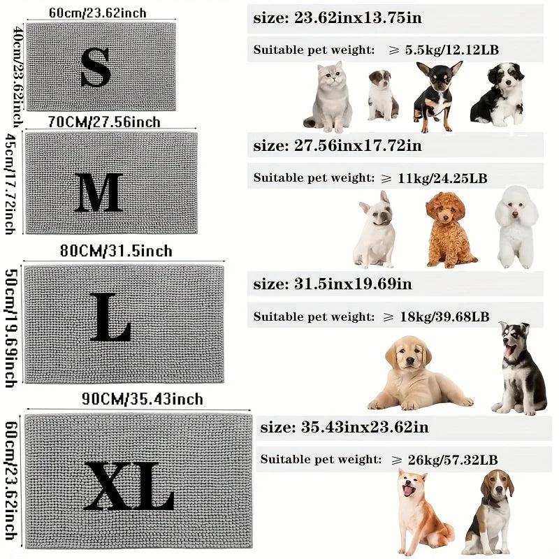 Quick-Dry Microfiber Dog Doormat - Non-Slip Absorbent Pet Mat for Indoor Use