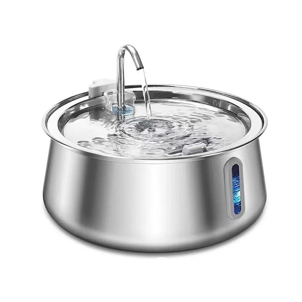 Large Capacity Stainless Steel Pet Water Fountain - 4L Multi-Layer Filtration System