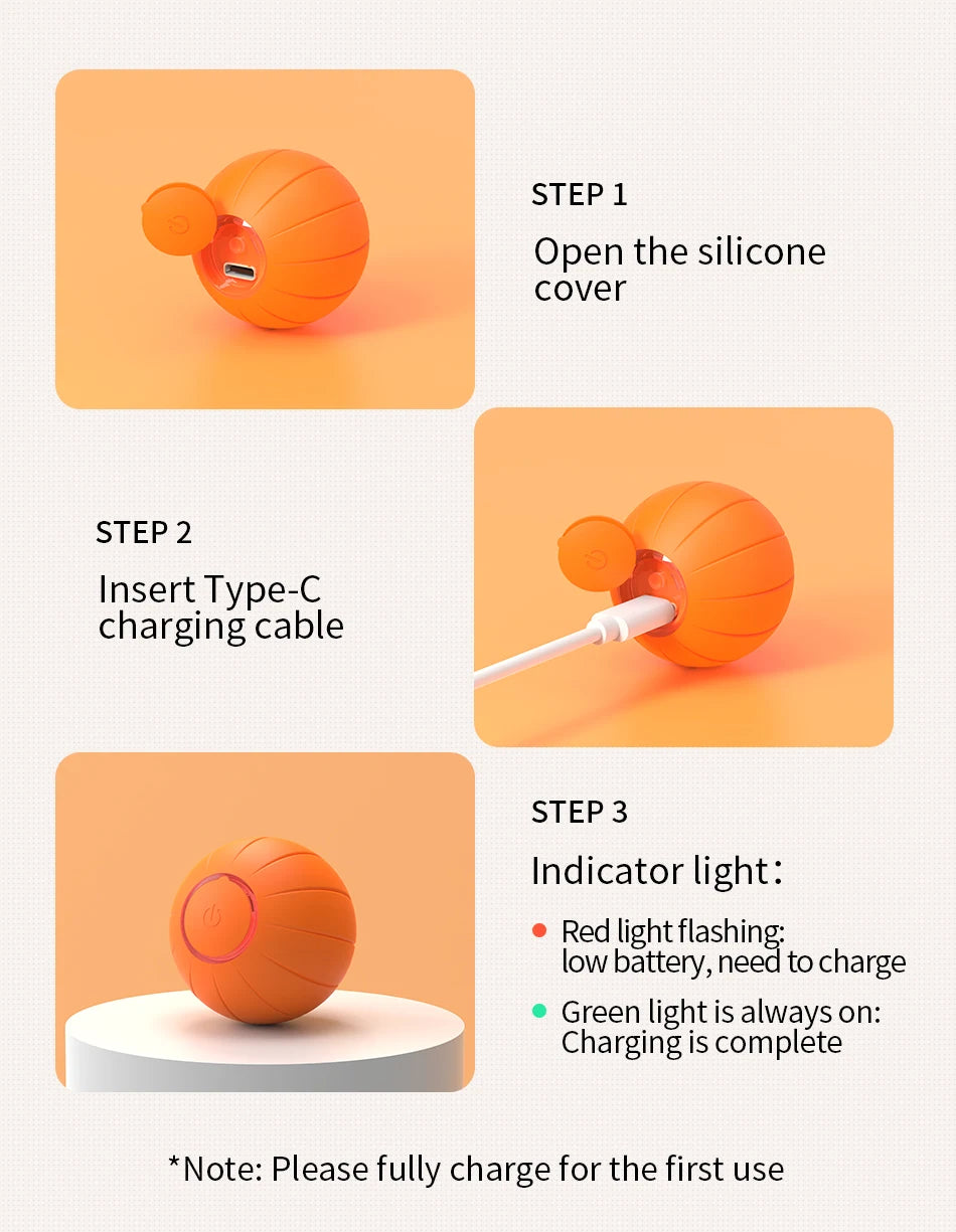 Smart Automatic Bouncing Cat Ball - Interactive LED Self-Moving Pet Toy