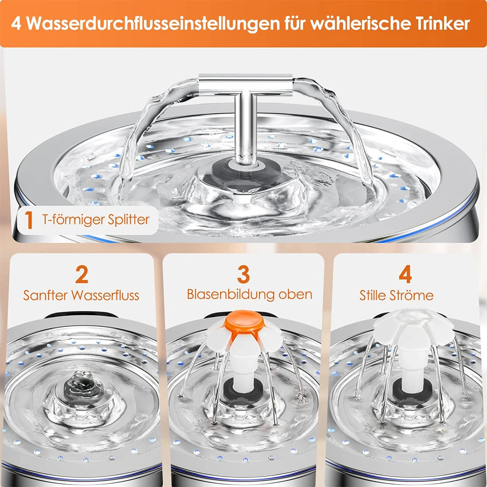 Automatic Stainless Steel Pet Water Fountain with Filter - 3L Capacity