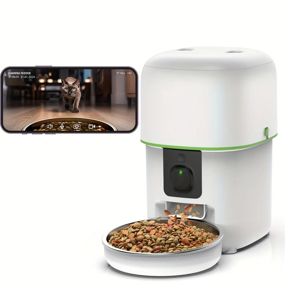 Smart Pet Feeder with HD Camera - 2L Automatic Food Dispenser with WiFi & Video Monitoring