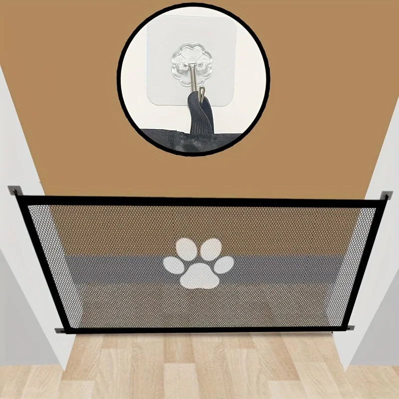 Portable Pet Safety Gate - Folding Mesh Barrier for Dogs and Pets