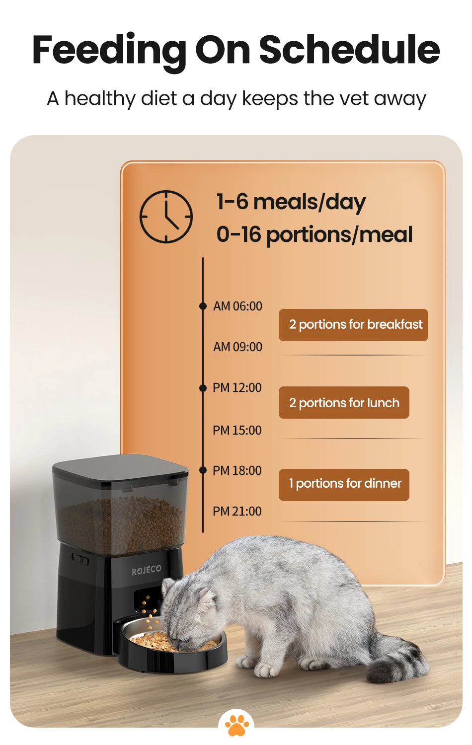 Smart Automatic Cat Feeder with Button Control and Kibble Dispenser