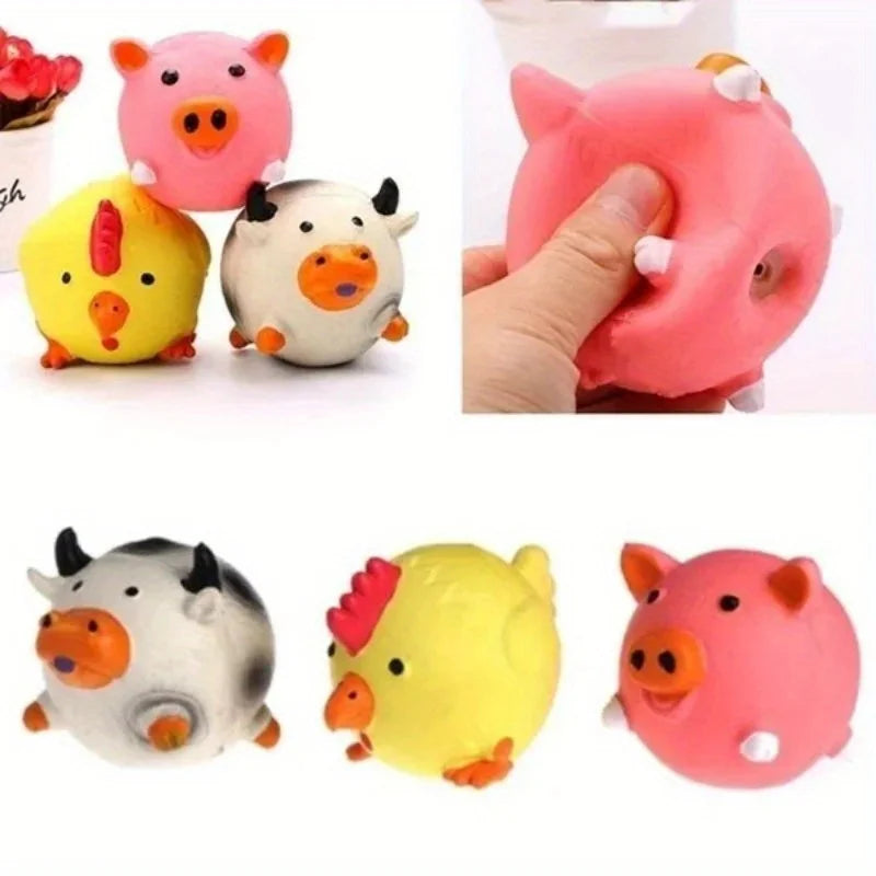 Durable Animal Design Squeaky Chew Toys - Dental Health Toys for Dogs