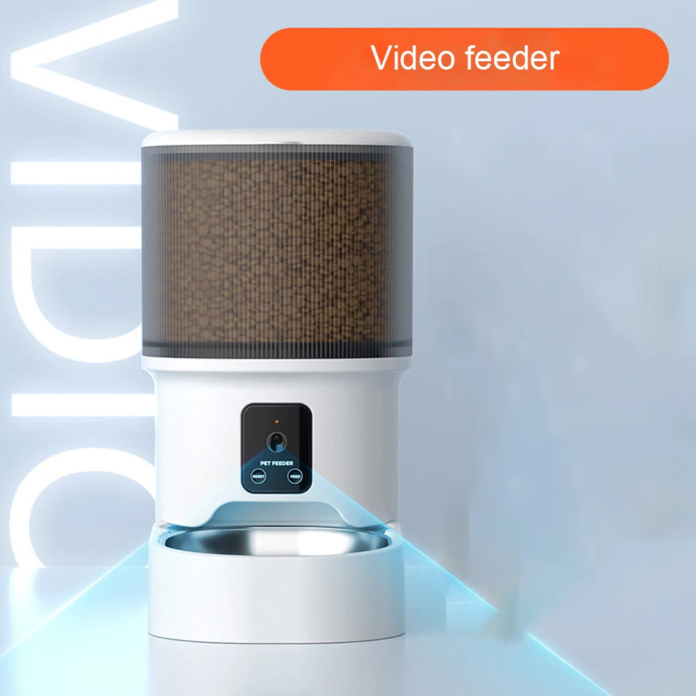 Distributeur automatique de croquettes 4L pour chat avec caméra HD – Gamelle en acier inoxydable