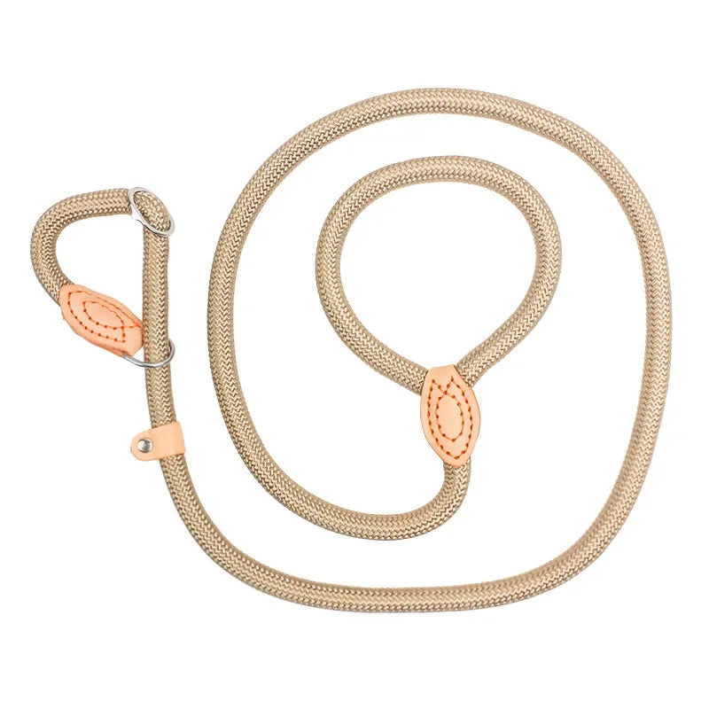 Laisse-collier chien - Corde tressée robuste avec boucle réglable pour grands chiens