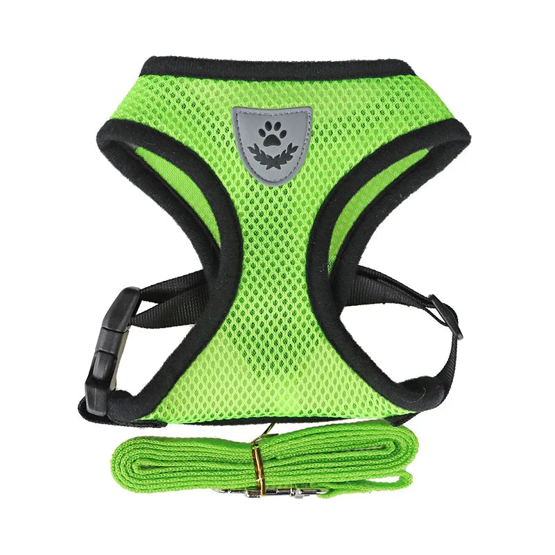 Adjustable Small Dog Harness and Leash Set - Breathable Vest