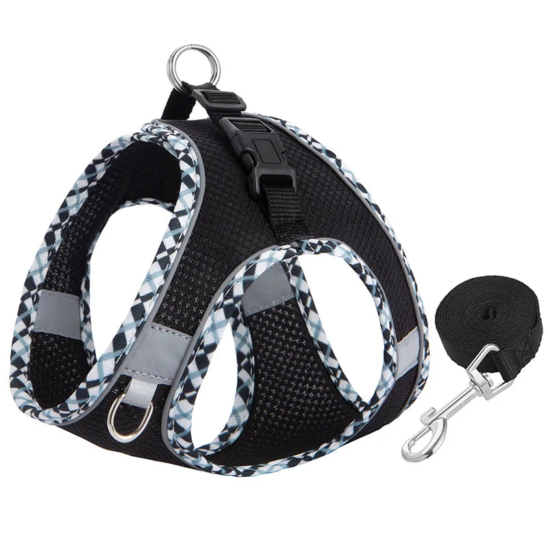 Reflective Pet Harness and Leash Set - Comfortable Vest for Small to Medium Dogs