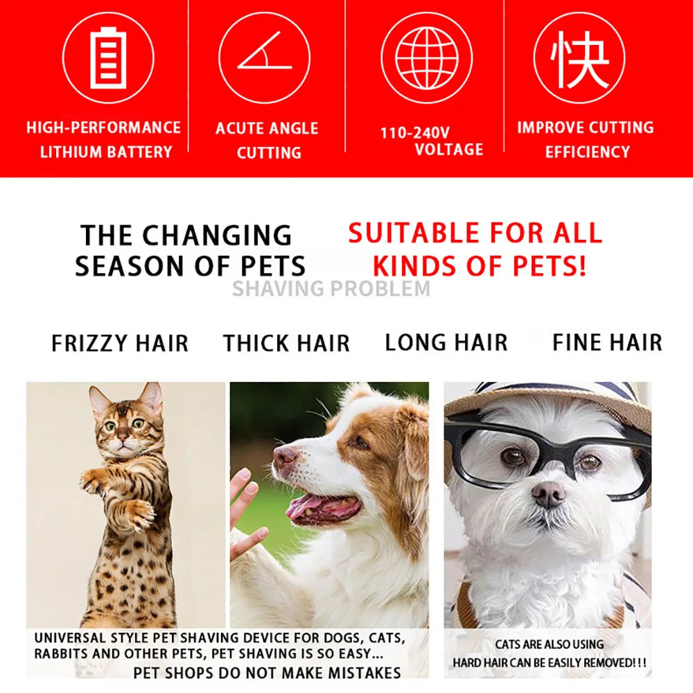 Professional Pet Grooming Clipper - Cordless Rechargeable Trimmer