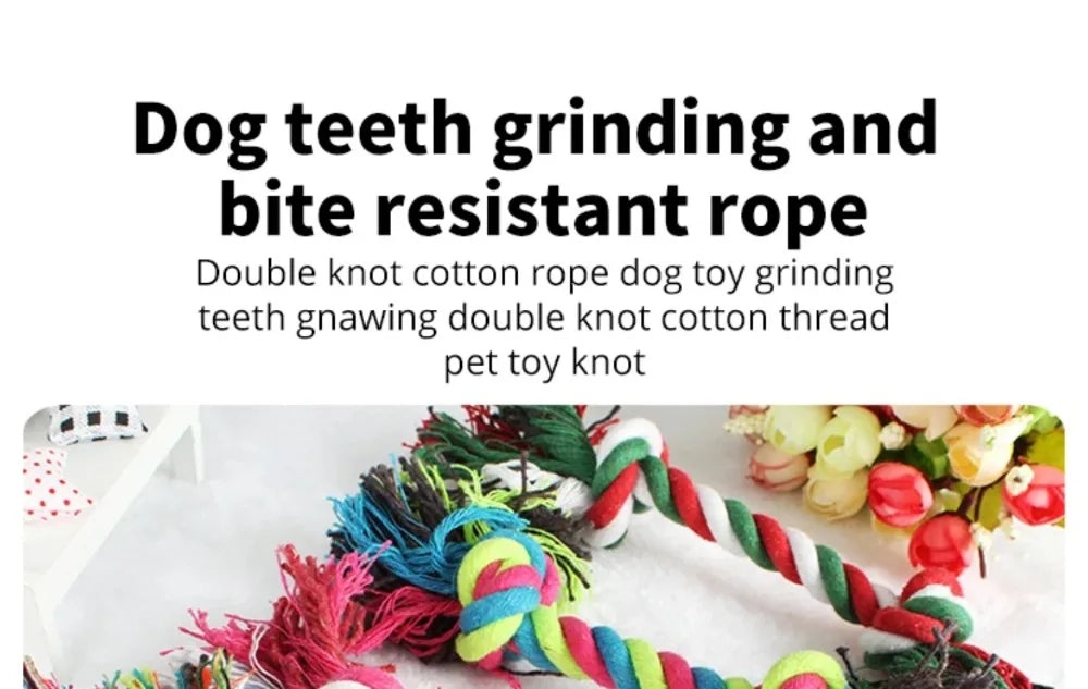 Cotton Rope Knot Dog Toy - Dental Health Chew Toy for All Dog Sizes