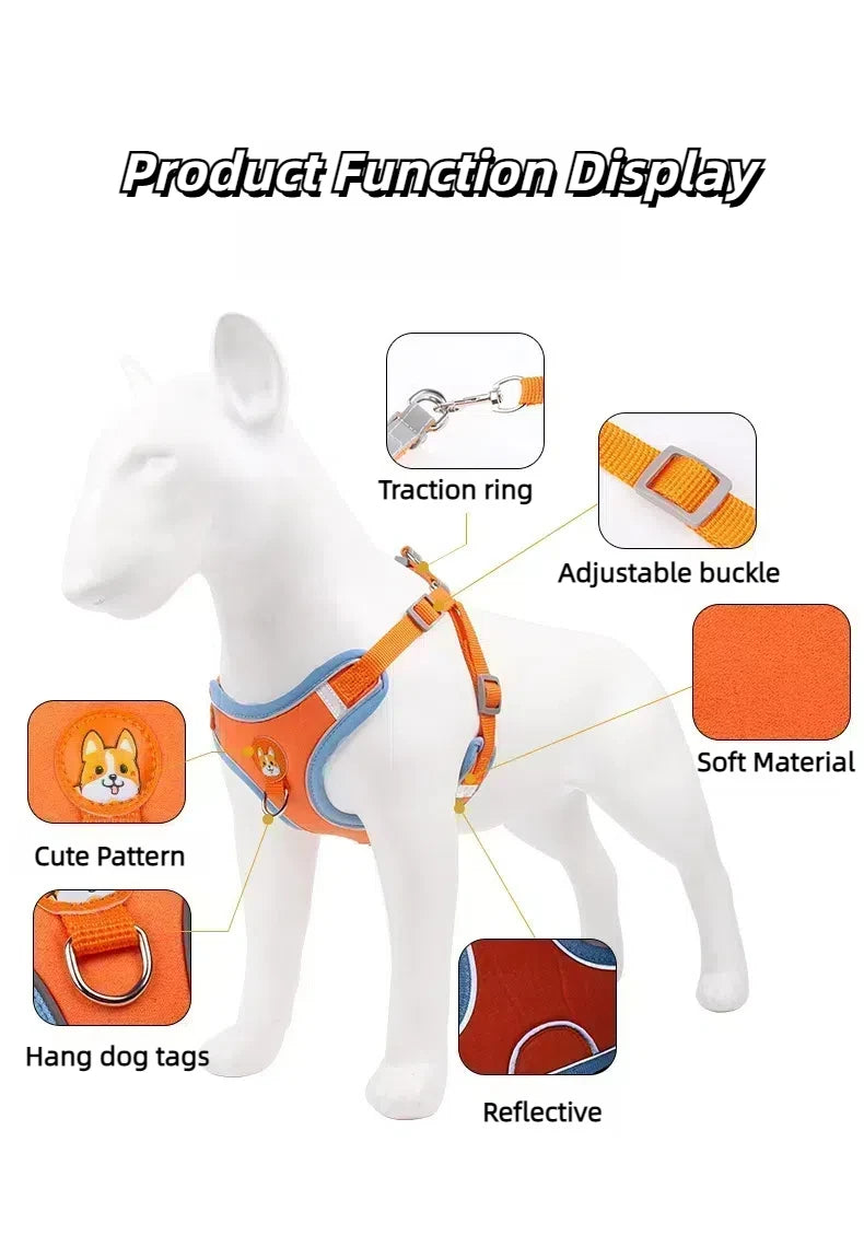 No-Pull Harness and Leash Set - Reflective Vest for Small Dogs