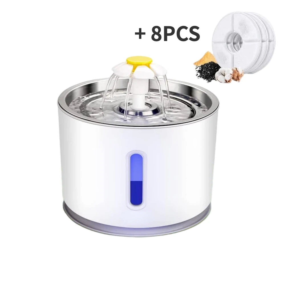 Cat Water Fountain - 2.4L Stainless Steel Automatic Pet Drinking Fountain