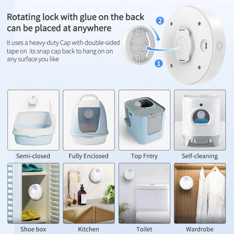 4000mAh Smart Cat Litter Box Odor Purifier with Automatic Deodorizing