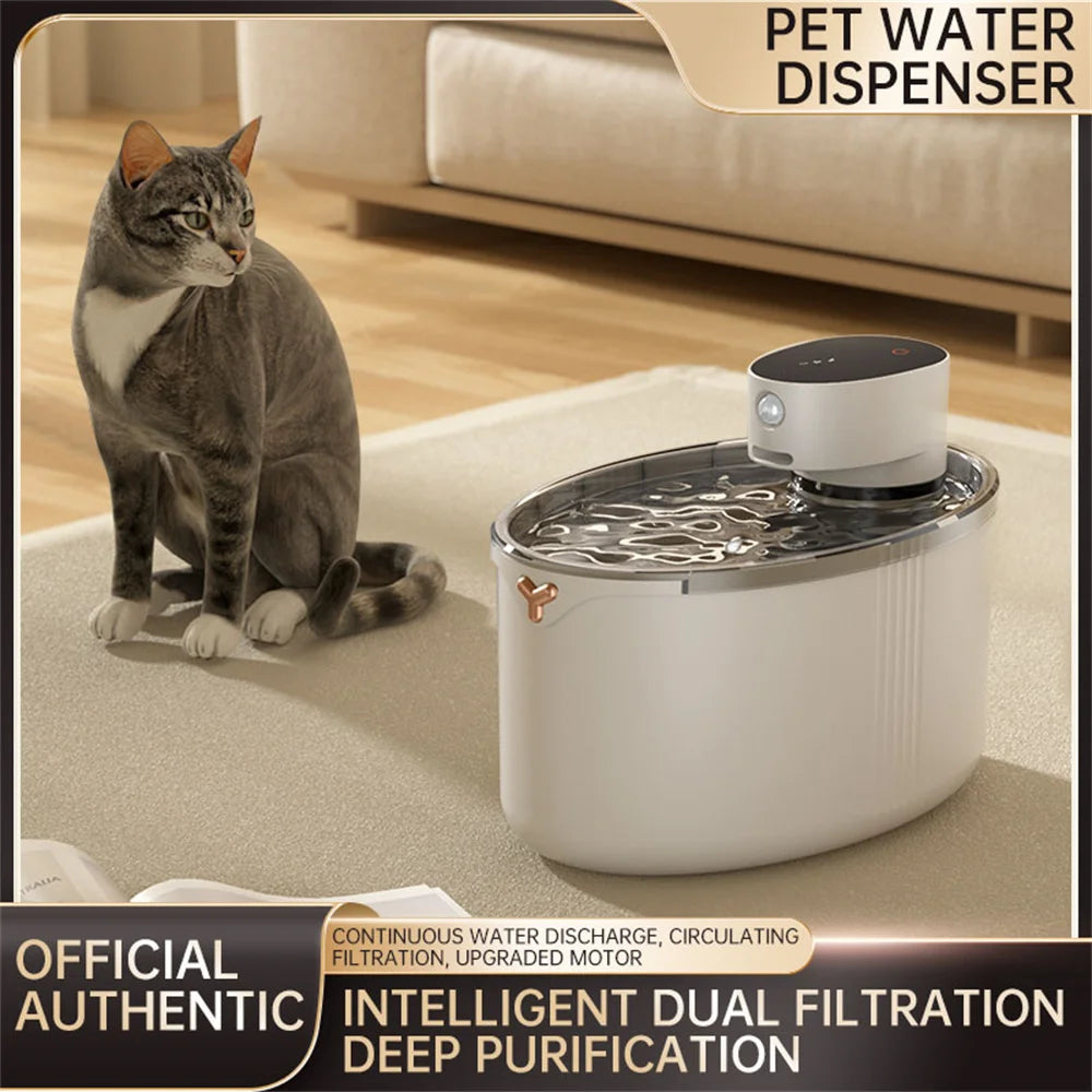 Smart Pet Water Fountain 2.5L - USB Rechargeable Induction Drinking Bowl with Filter