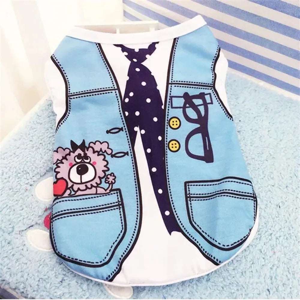 Summer Pet T-Shirt - Cartoon Soft Vest for Small Dogs and Cats