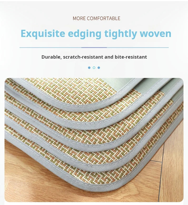 Summer Cooling Mat - Oversized Breathable Bamboo Rattan Pet Mat