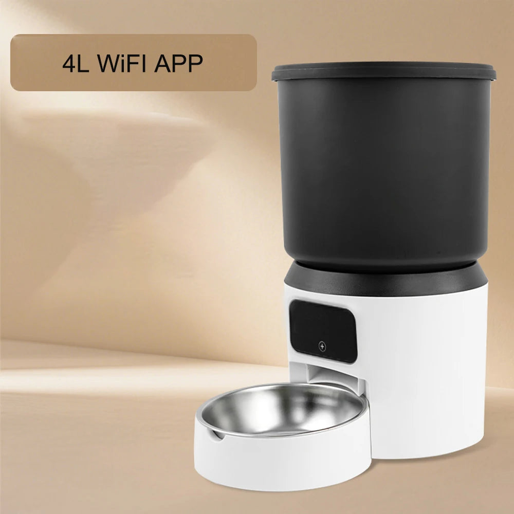 Distributeur automatique de croquettes 4L pour chats et chiens avec caméra HD, bidirectionnel, pour une alimentation programmée et quantifiée