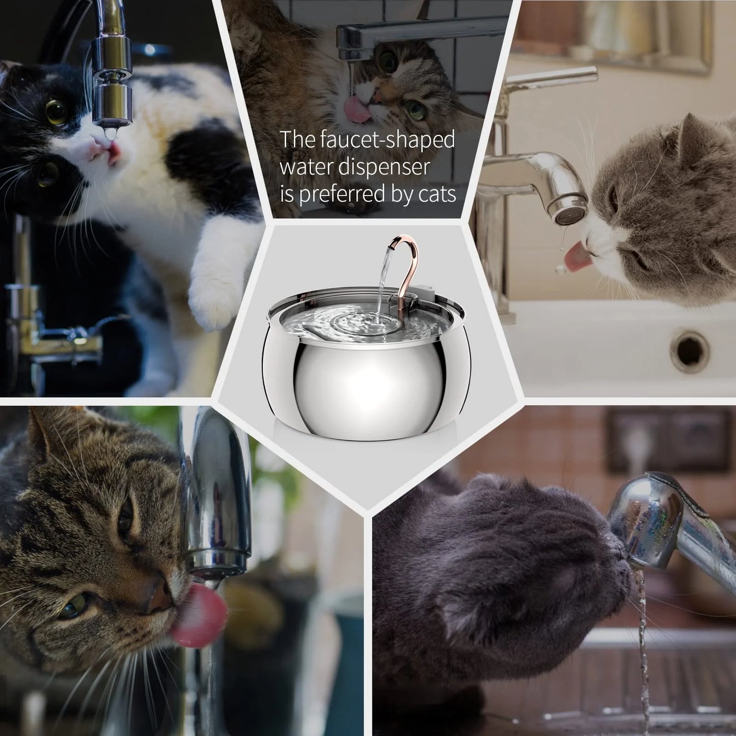 4L Stainless Steel Pet Water Fountain with Window - Silent Automatic Water Dispenser for Cats & Dogs