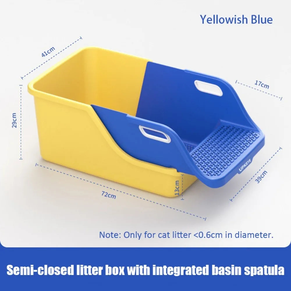 Extra Large Semi-Enclosed Cat Litter Box — Splash-Proof, Easy-Clean, Multi-Cat