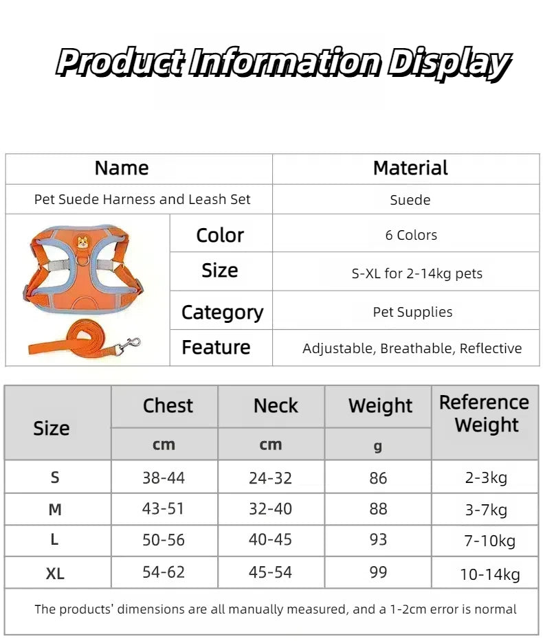 No-Pull Harness and Leash Set - Reflective Vest for Small Dogs
