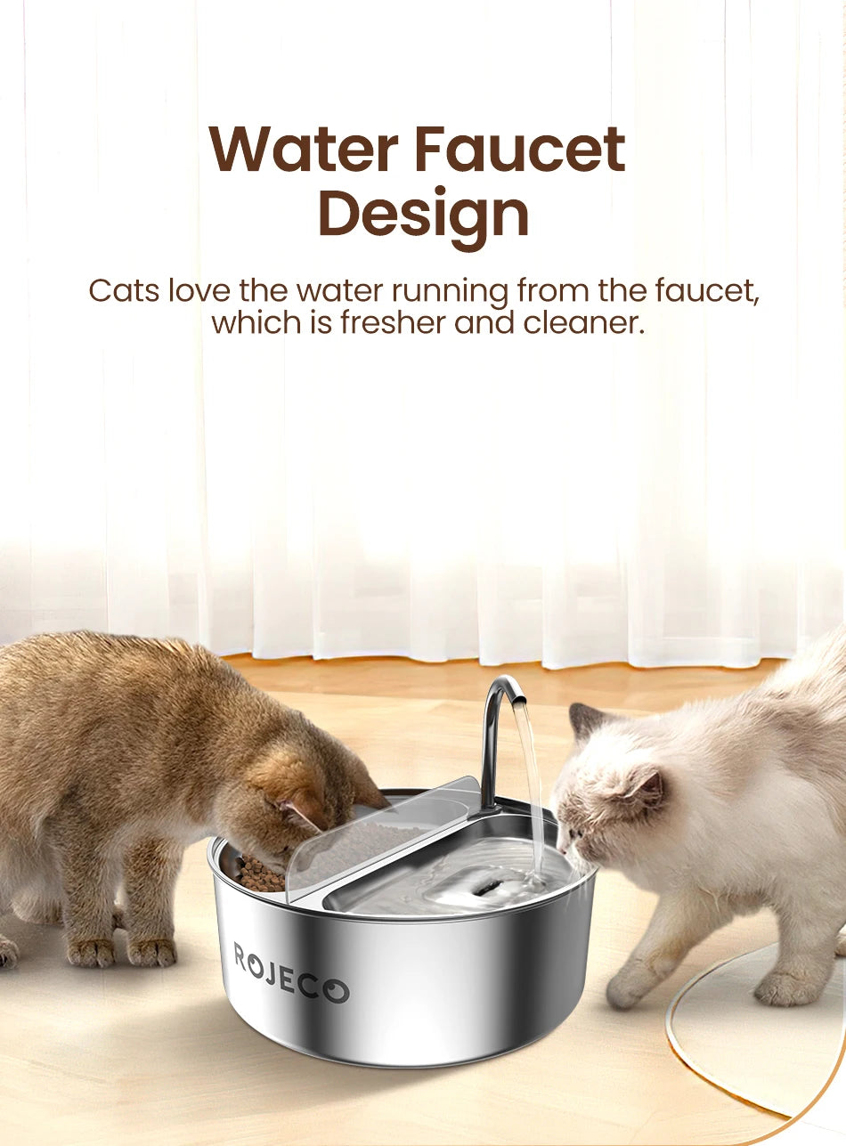 2-in-1 Automatic Pet Water Dispenser with Stainless Steel Feeder Bowl
