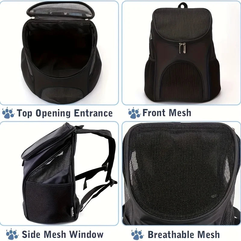 Portable Dog Carrier Backpack - Breathable Mesh Travel Bag with Large Capacity