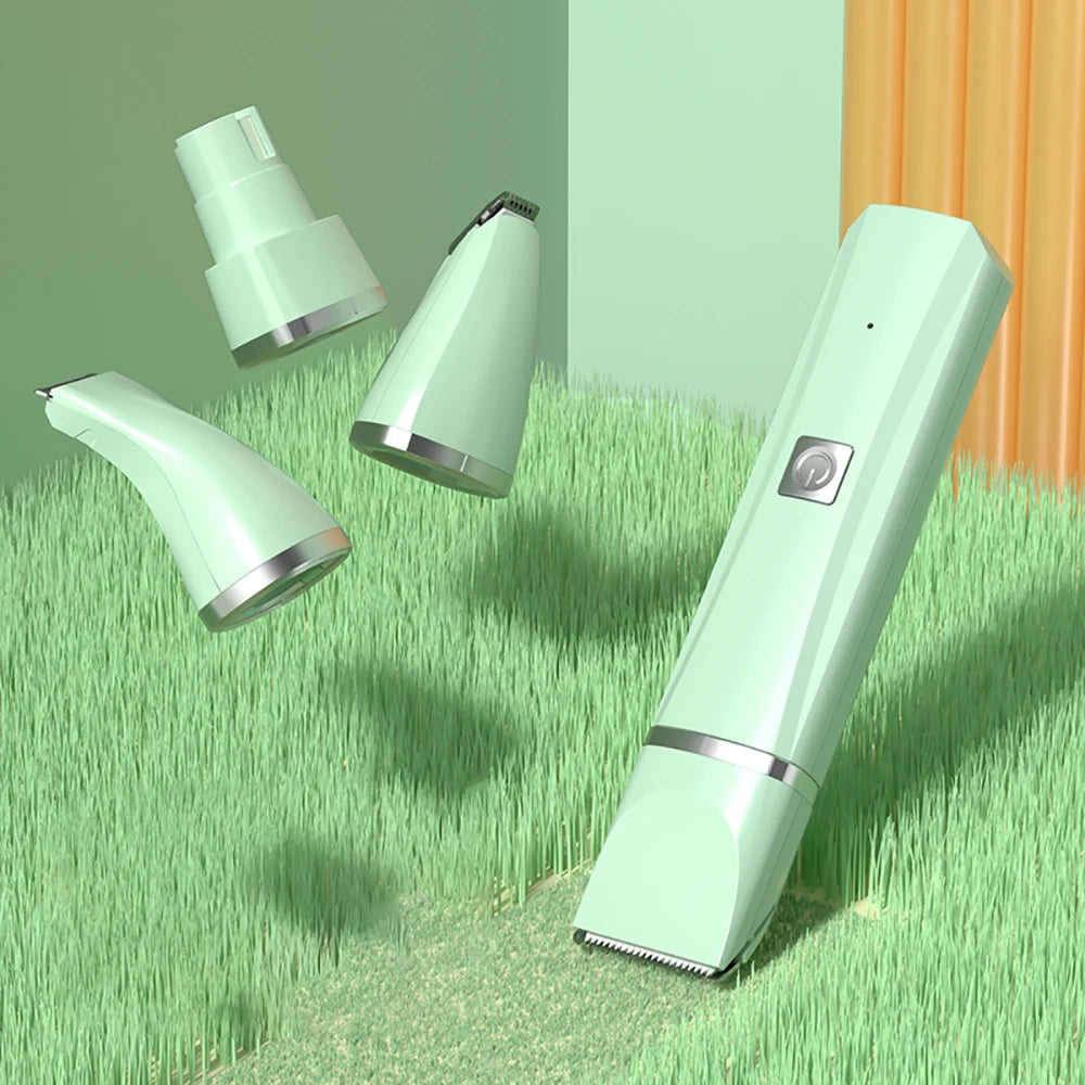 Professional 4-in-1 Pet Grooming Kit - Cordless Hair Clipper and Nail Trimmer Set