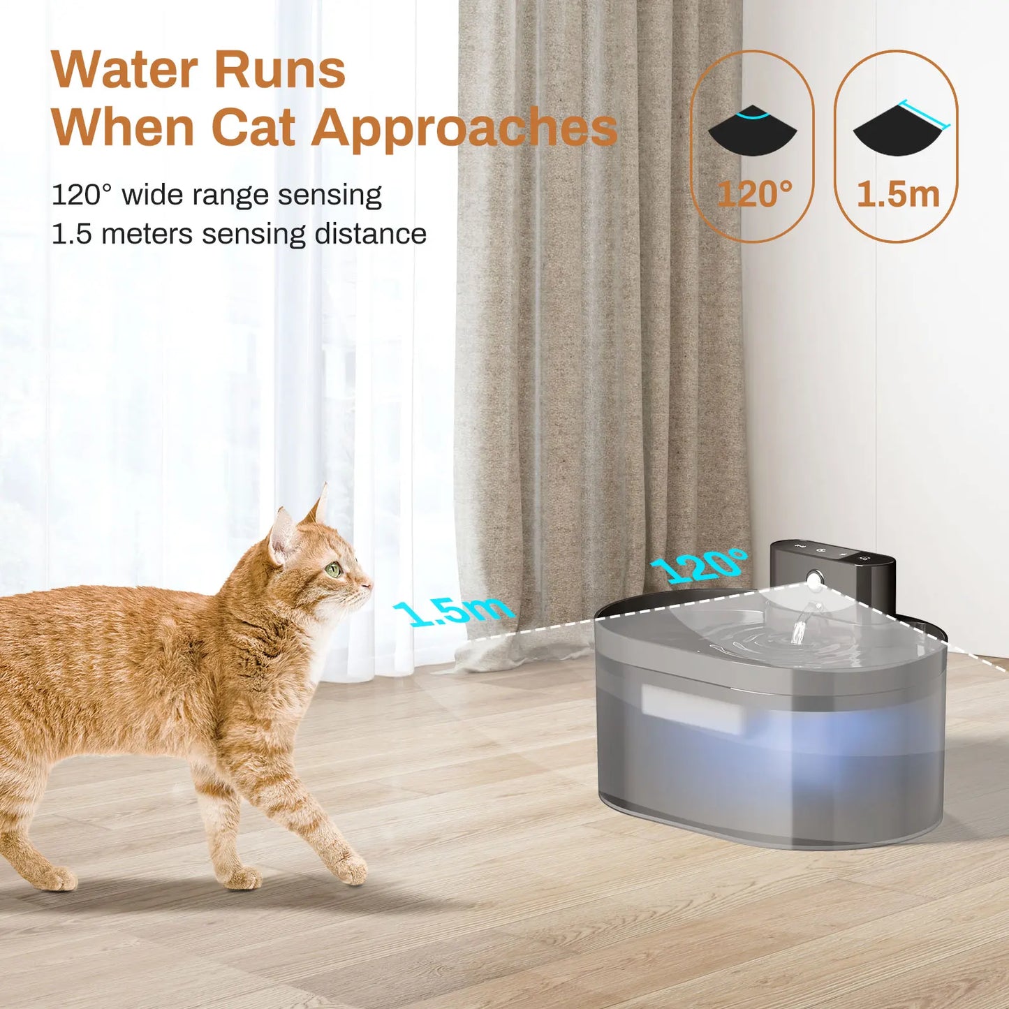 Silent Automatic Pet Water Fountain with Induction Charging - 2.2L Capacity