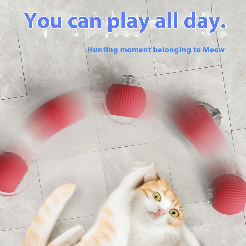 Electric Cat Ball Toy with Automatic Rolling and Teaser Bird - Interactive Pet Toy