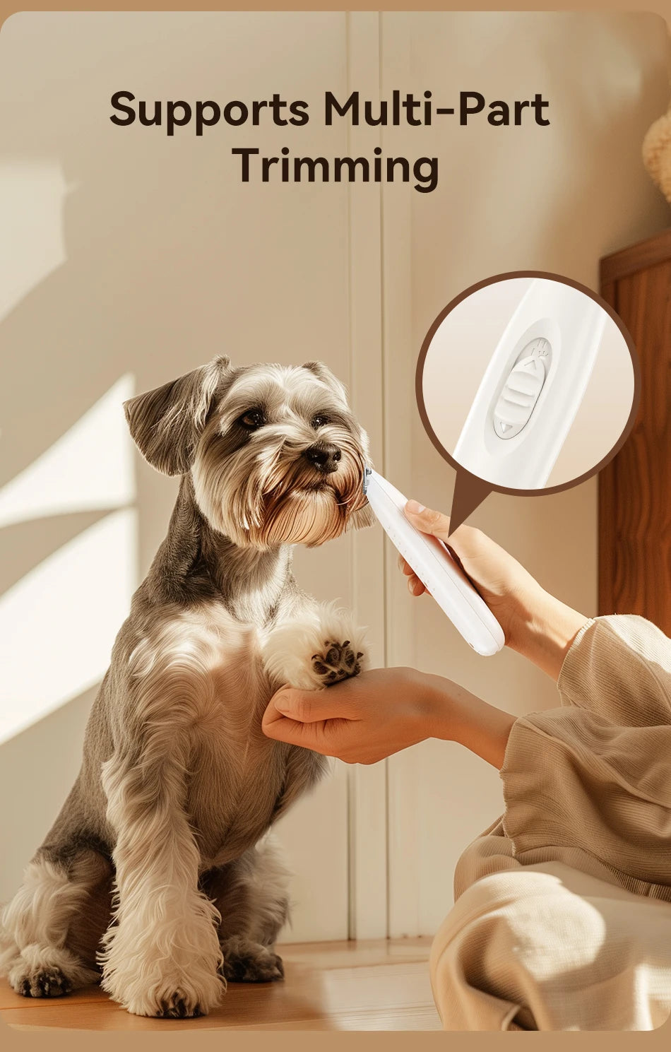 Professional Electric Pet Clipper with LED Light and Rechargeable Battery