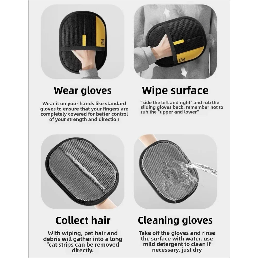 Pet Hair Remover Gloves for Dogs and Cats