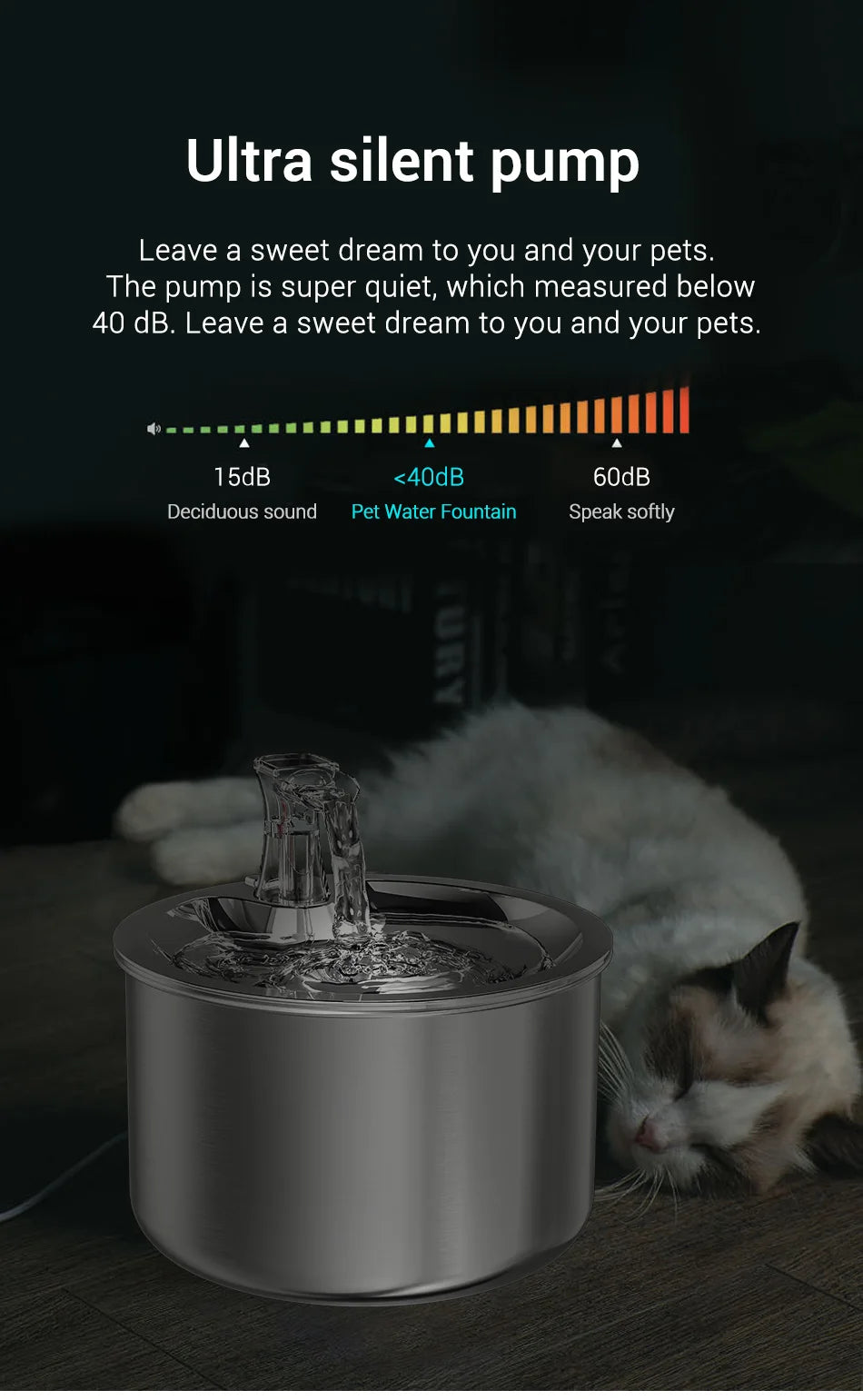 Premium Stainless Steel Cat Water Fountain with Smart Motion Sensor