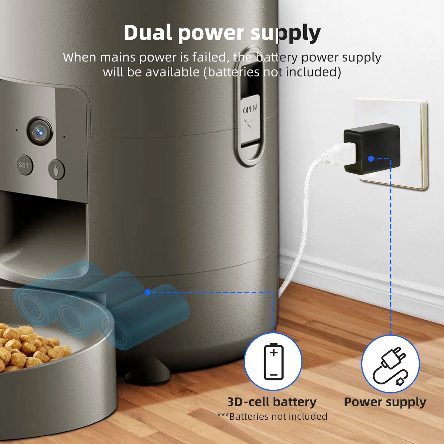 Smart Wi-Fi Pet Feeder with Camera - 2L Automatic Food Dispenser for Dogs & Cats