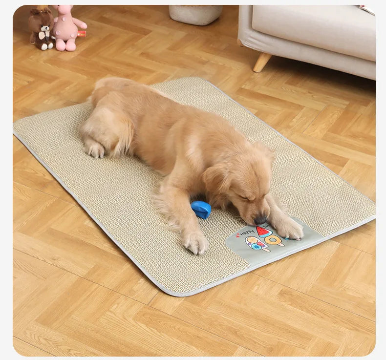 Summer Cooling Mat - Oversized Breathable Bamboo Rattan Pet Mat
