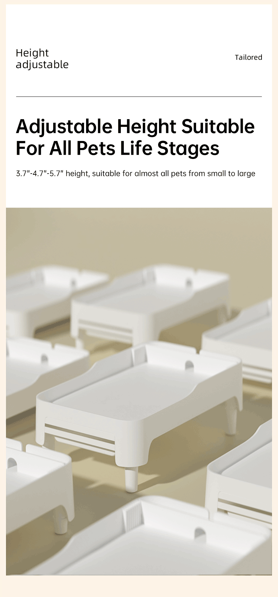 Adjustable Height Elevated Holder for Automatic Pet Feeders